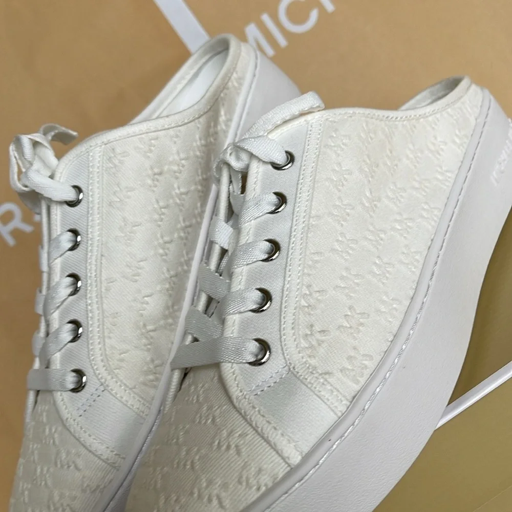 Michael Kors POPPY SLIDE SNEAKERS MK DEBOSSED WASHED DENIM 49T4POFP2D Platforms